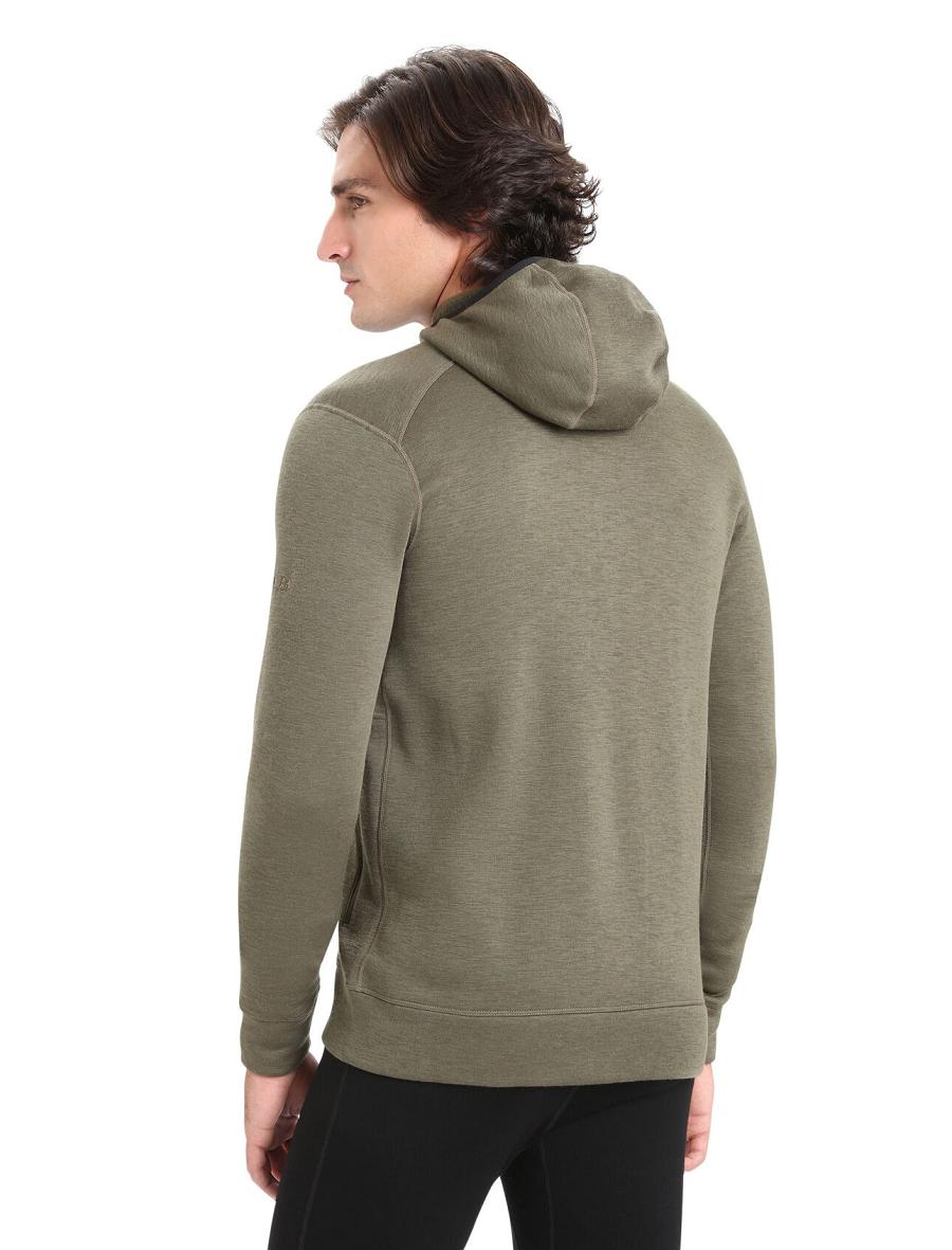 Loden Icebreaker RealFleece® Merino Elemental Long Sleeve Zip Hood Men's Jackets | AU 1240BEXC